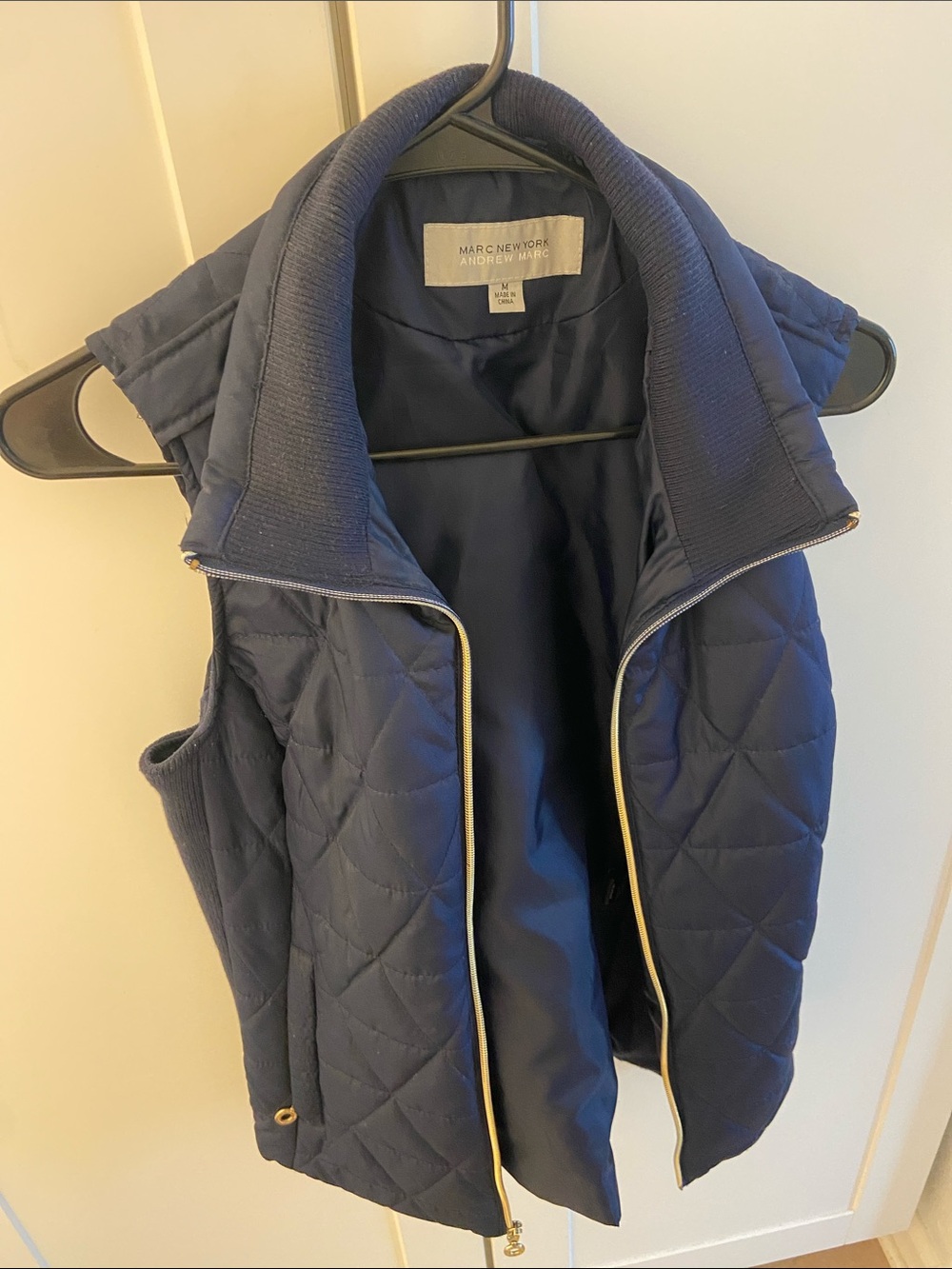 Marc New York Navy Quilted Vest with Gold-Tone Trim
